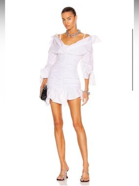 ALEXANDER WANG Mini Dress US0 UK4 IT36 XXS White Asymmetric Draped $1170